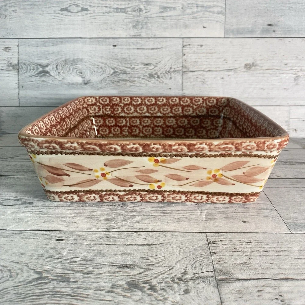 Temptations By Tara Old World Baking Serving Dish Square 10 Inch Cranberry
